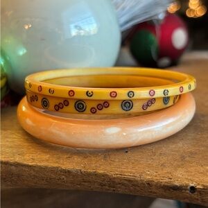 Vintage RARE 1930’s Butterscotch Bakelite / Celluloid Set of 3 Bracelets
